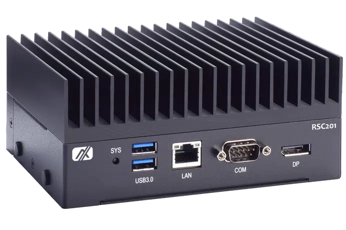 RSC201 Fanless Edge AI Computer Vision System with AMD Kria™ K26 SOM, GbE LAN, PMOD, COM, USB 3.2, and DisplayPort